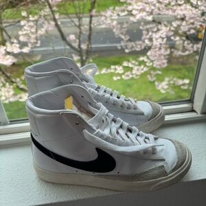Nike White and Black High-Top Sneakers